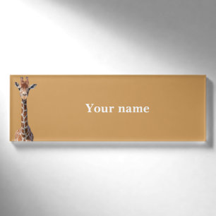 Cute giraffe face name tag