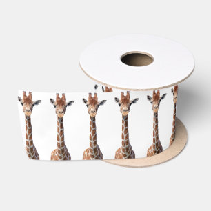 Cute giraffe face satin ribbon