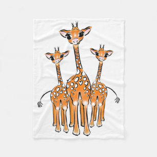 Cute Giraffe family drawing safari animals  Fleece Blanket