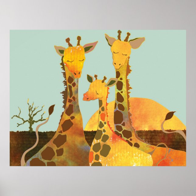 Cute Giraffe Family Poster (Front)