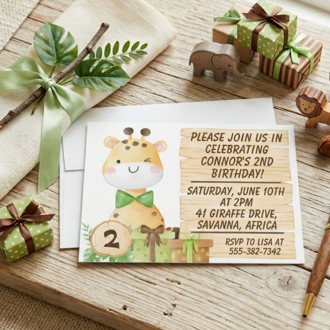 Cute Giraffe For Toddler's Birthday Invitation (Creator Uploaded)
