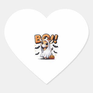 Cute Giraffe Ghost Boo Halloween Costume Zoo Lover Heart Sticker
