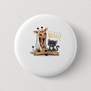 Cute Giraffe Ghost with Black Cat and Boo! Classic 2 Inch Round Button