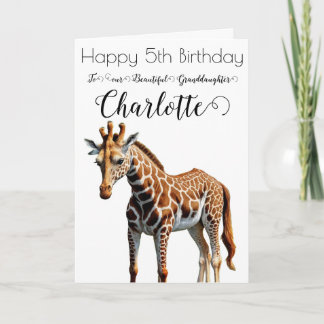 Cute Giraffe Grandgirl 5e carte d'anniversaire