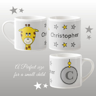 Cute giraffe grey yellow with stars child's espresso cup