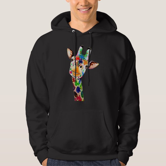 Cute Giraffe Happy Autism Day Awareness And Suppor Hoodie (Front)