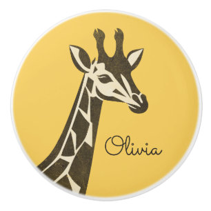 Cute giraffe head decoration ceramic knob