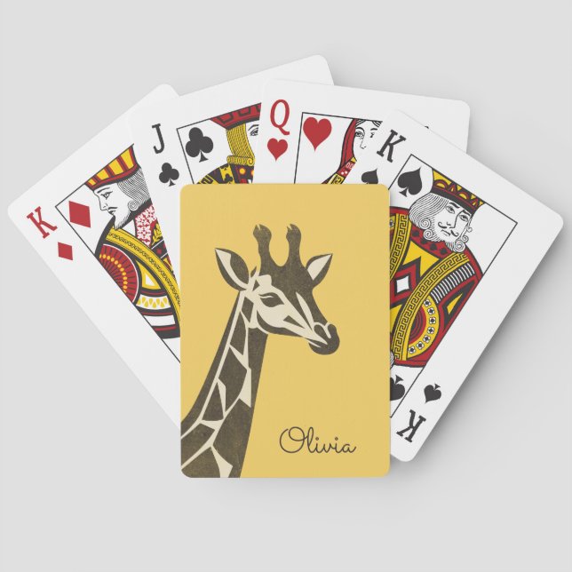 Cute giraffe head decoration playing cards (Back)