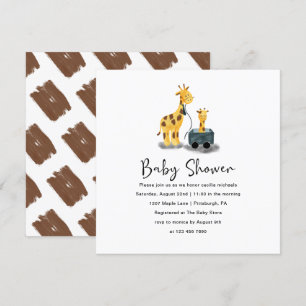 Cute Giraffe Illustration Baby Shower Invitation