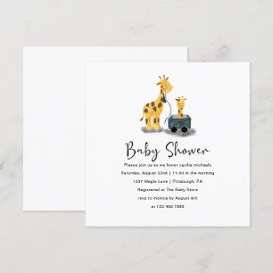 Cute Giraffe Illustration Baby Shower Invitation