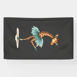 Cute giraffe in a tutu dancing as a ballerina, gif banner