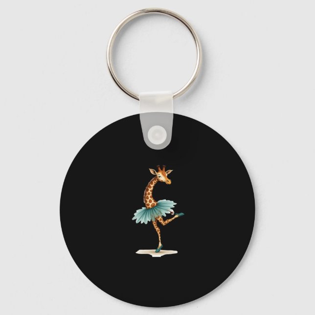 Cute giraffe in a tutu dancing as a ballerina, gif keychain (Front)