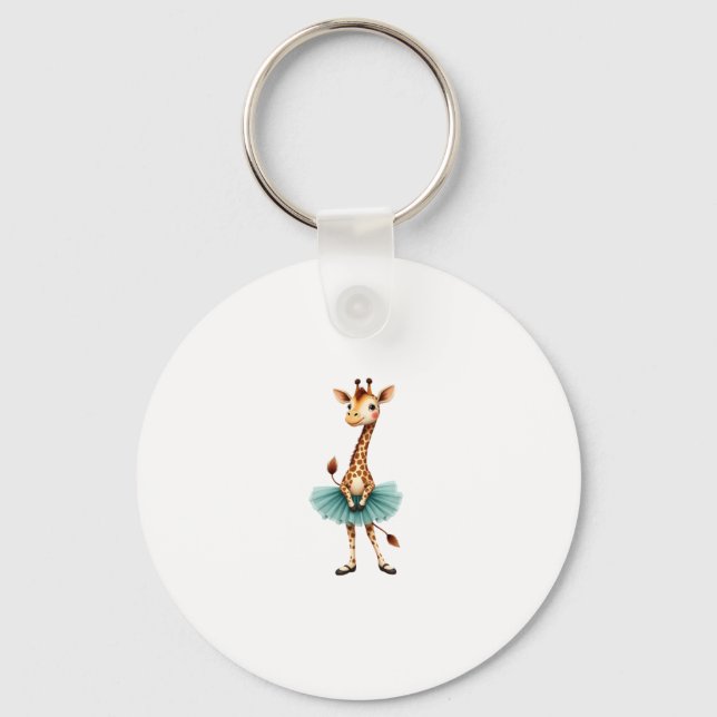 Cute giraffe in a tutu dancing as a ballerina, gif keychain (Front)
