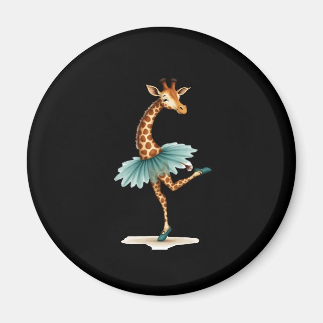 Cute giraffe in a tutu dancing as a ballerina, gif magnet (Front)