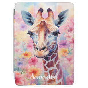 Cute Giraffe in Pink Flowers  iPad Air Cover