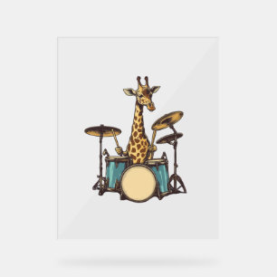 Cute Giraffe Jouer Drums Giraffes Drummer Musique