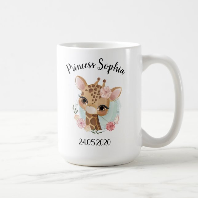 Cute Giraffe Jungle Animal Birthday Baby Shower Coffee Mug (Right)
