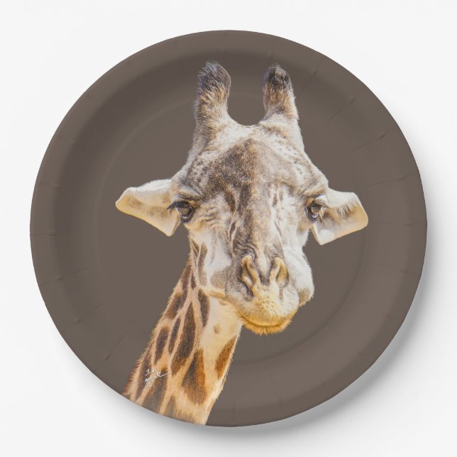 Cute Giraffe Jungle Animal Photography Paper Plate (Front)