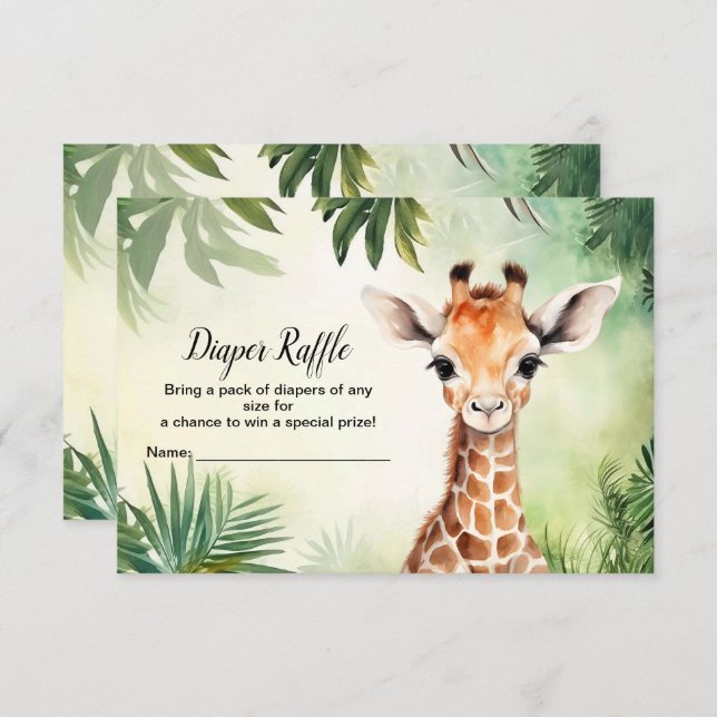 Cute Giraffe Jungle Baby Shower Party Beautiful Enclosure Card (Front/Back)