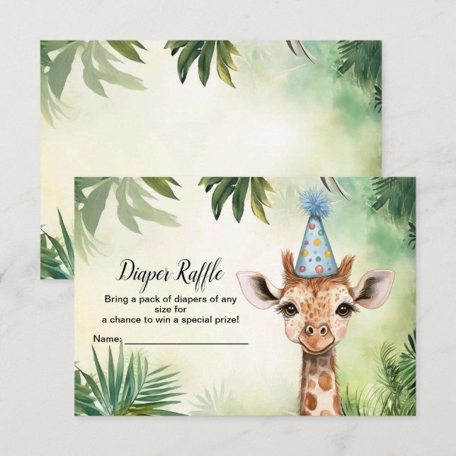 Cute Giraffe Jungle Baby Shower Party Beautiful Enclosure Card (Front/Back)
