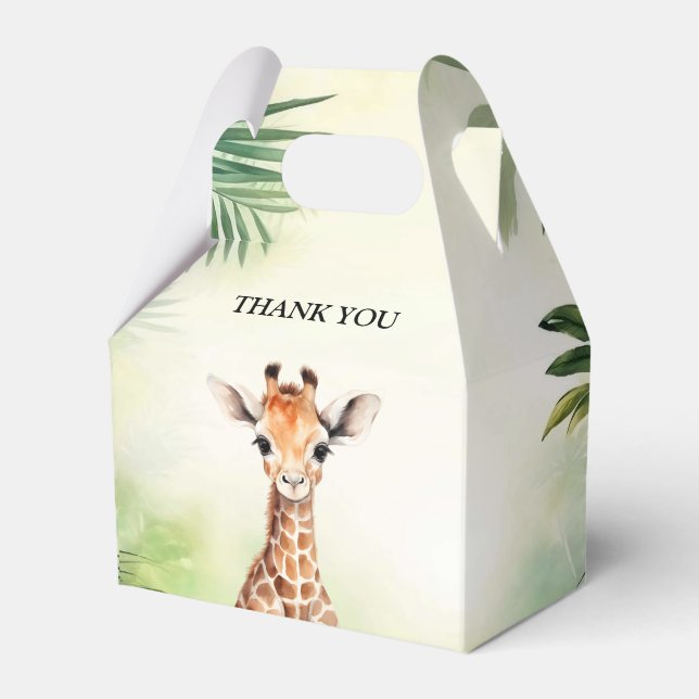Cute Giraffe Jungle Baby Shower Party Beautiful Favor Box (Front Side)