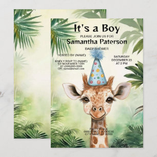 Cute Giraffe Jungle Baby Shower Party Beautiful Invitation
