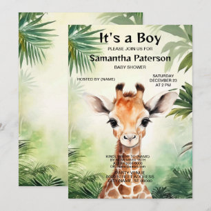 Cute Giraffe Jungle Baby Shower Party Beautiful Invitation