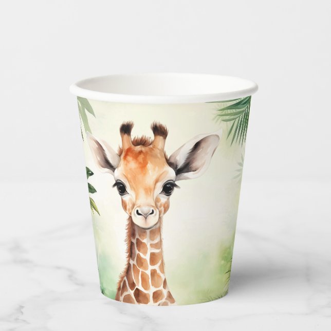 Cute Giraffe Jungle Baby Shower Party Beautiful Paper Cups (Front)