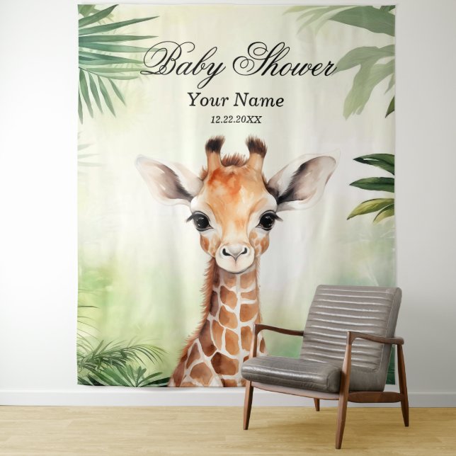 Cute Giraffe Jungle Baby Shower Party Beautiful Tapestry (In Situ)