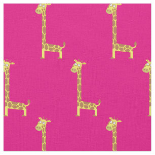 Cute Giraffe Kids Baby Nursery Pink Fabric