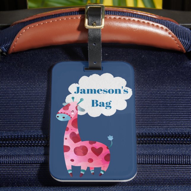 Cute Giraffe Kids Luggage Tag (Front Insitu 2)