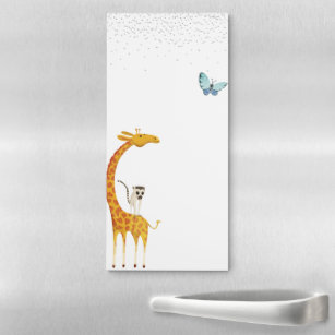 Cute Giraffe Lemur and Butterfly Magnetic Notepad