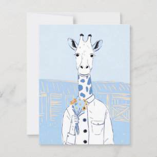 Cute giraffe light blue pop art postcard