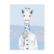 Cute giraffe light blue pop art