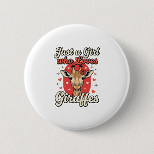 Cute Giraffe Lover Vintage Girl Shirt Design_1 2 Inch Round Button