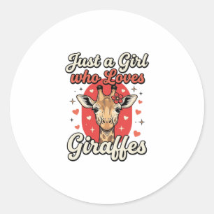 Cute Giraffe Lover Vintage Girl Shirt Design_1 Classic Round Sticker