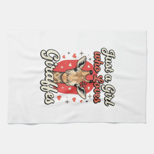 Cute Giraffe Lover Vintage Girl Shirt Design_1 Kitchen Towel