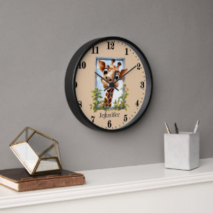 Cute giraffe lovers add name clock
