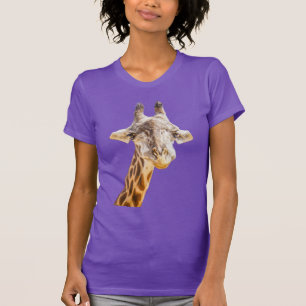 Cute Giraffe Modern Funny Wildlife Purple T-Shirt