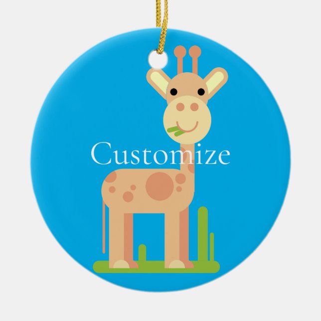 Cute Giraffe Munching  Thunder_Cove Ceramic Ornament (Front)