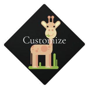 Cute Giraffe Munching  Thunder_Cove Graduation Cap Topper
