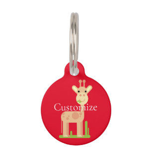 Cute Giraffe Munching Thunder_Cove Pet Tag