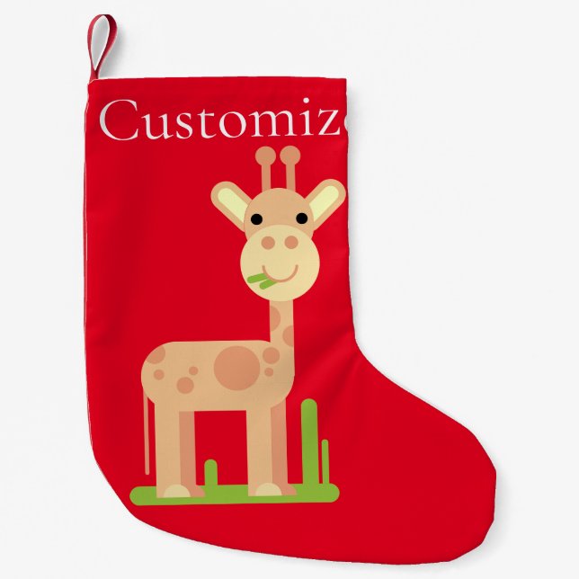 Cute Giraffe Munching  Thunder_Cove Small Christmas Stocking (Front)