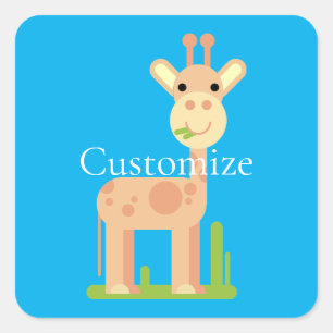 Cute Giraffe Munching  Thunder_Cove Square Sticker