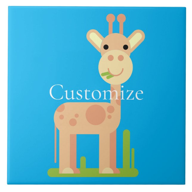 Cute Giraffe Munching  Thunder_Cove Tile (Front)