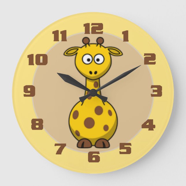 Cute Giraffe Nursery Large Clock (Front)