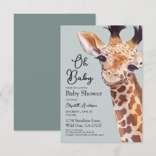 Cute Giraffe Oh Baby Baby Shower  Invitation