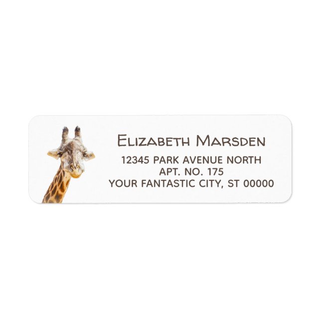 Cute Giraffe on White Return Address (Front)