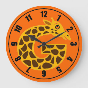Cute Giraffe Orange Clock