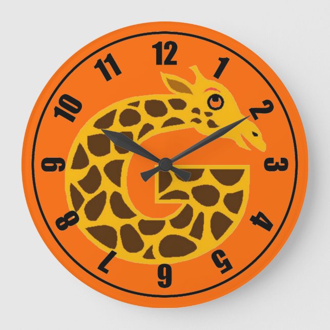 Cute Giraffe Orange Clock (Front)